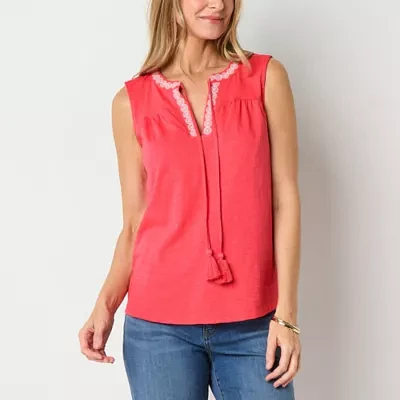 St. John's Bay Womens V Neck Sleeveless Blouse