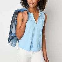 St. John's Bay Womens V Neck Sleeveless Blouse
