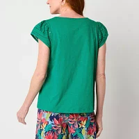 St. John's Bay Womens Crew Neck Short Sleeve Blouse