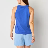 St. John's Bay Womens Halter Neck Sleeveless Blouse