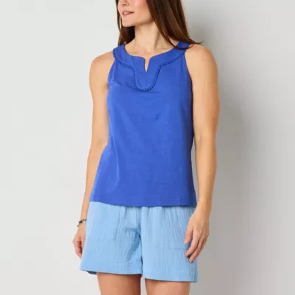 St. John's Bay Womens Halter Neck Sleeveless Blouse