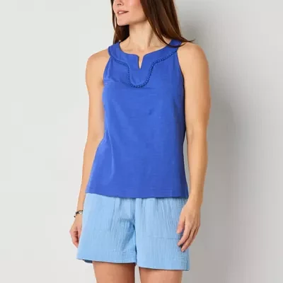 St. John's Bay Womens Halter Neck Sleeveless Blouse