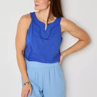 St. John's Bay Womens Halter Neck Sleeveless Blouse