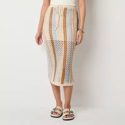 a.n.a Womens High Rise Midi A-Line Skirt