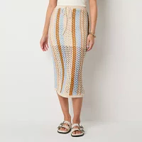 a.n.a Womens High Rise Midi A-Line Skirt