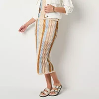 a.n.a Womens High Rise Midi A-Line Skirt