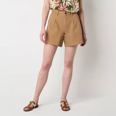Liz Claiborne Womens Mid Rise Pleated Short