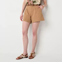 Liz Claiborne Womens Mid Rise Pleated Short