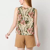 Liz Claiborne Womens Crew Neck Sleeveless Tank Top