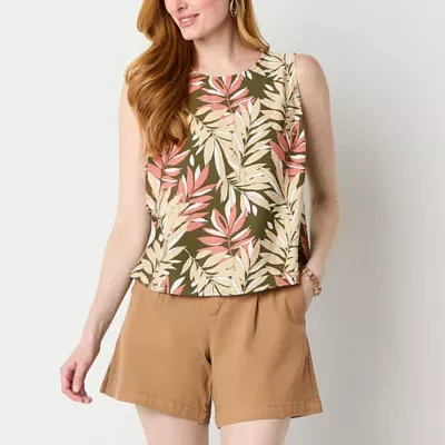 Liz Claiborne Womens Crew Neck Sleeveless Tank Top