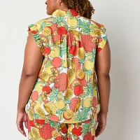 St. John's Bay Plus Womens Sleeveless Blouse