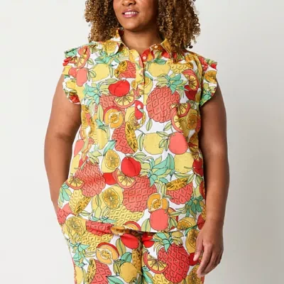St. John's Bay Plus Womens Sleeveless Blouse