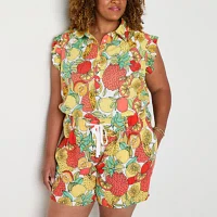 St. John's Bay Plus Womens Sleeveless Blouse