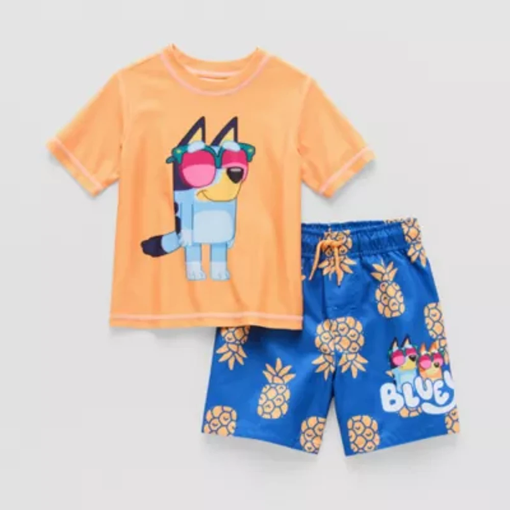 Toddler Boys Bluey Rash Guard Set