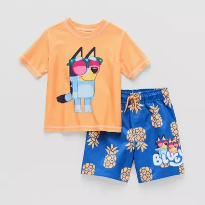 Toddler Boys Bluey Rash Guard Set