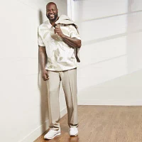 Shaquille O'Neal XLG Mens Big and Tall Stretch Fabric Classic Fit Flat Front Suit Pant