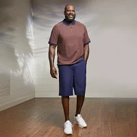 Shaquille O'Neal XLG Quarter Zip Big and Tall Mens Regular Fit Short Sleeve Polo Shirt