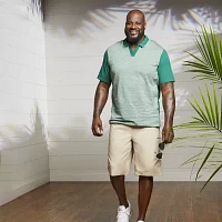 Shaquille O'Neal XLG Jacquard Big and Tall Mens Regular Fit Short Sleeve Polo Shirt