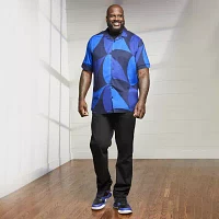Shaquille O'Neal XLG Lightweight Big and Tall Mens Classic Fit Short Sleeve Button-Down Shirt