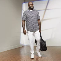 Shaquille O'Neal XLG Big and Tall Mens Regular Fit Short Sleeve Button-Down Shirt