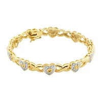 Sparkle Allure Mom Diamond Accent Gold Tone 18K Gold Over Brass Heart 7.25 Inch Tennis Bracelet