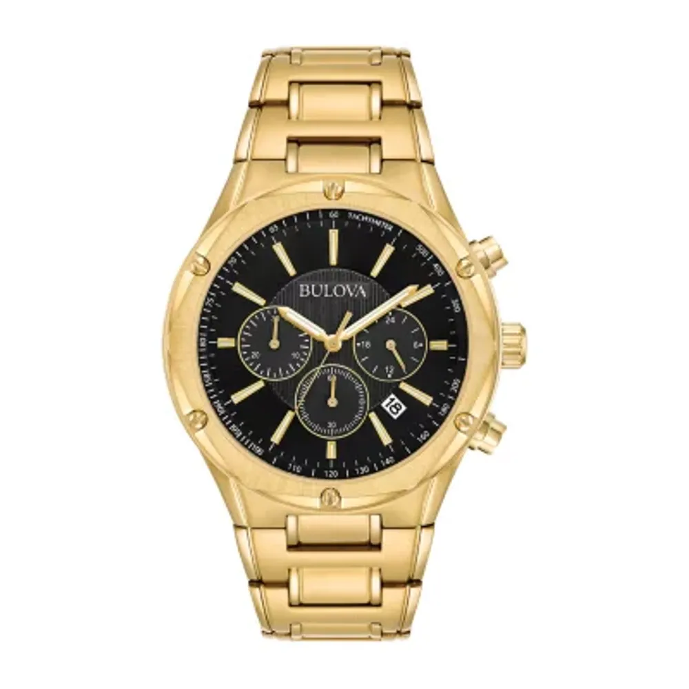 Bulova Mens Gold Tone Stainless Steel Bracelet Watch 97b161