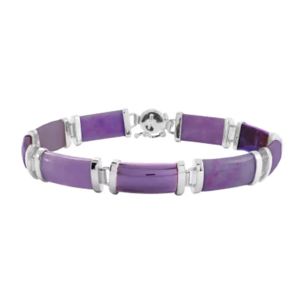 Genuine Purple Jade Sterling Silver Tennis Bracelet