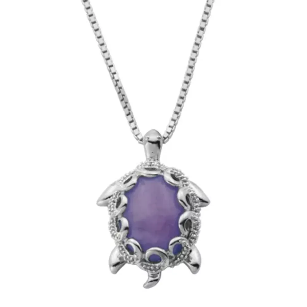 Turtle Womens 1/10 CT. T.W. Genuine Purple Jade Sterling Silver Pendant Necklace