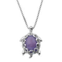 Turtle Womens 1/10 CT. T.W. Genuine Purple Jade Sterling Silver Pendant Necklace