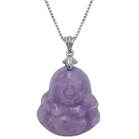 Buddha Womens Genuine Purple Jade Sterling Silver Pendant Necklace