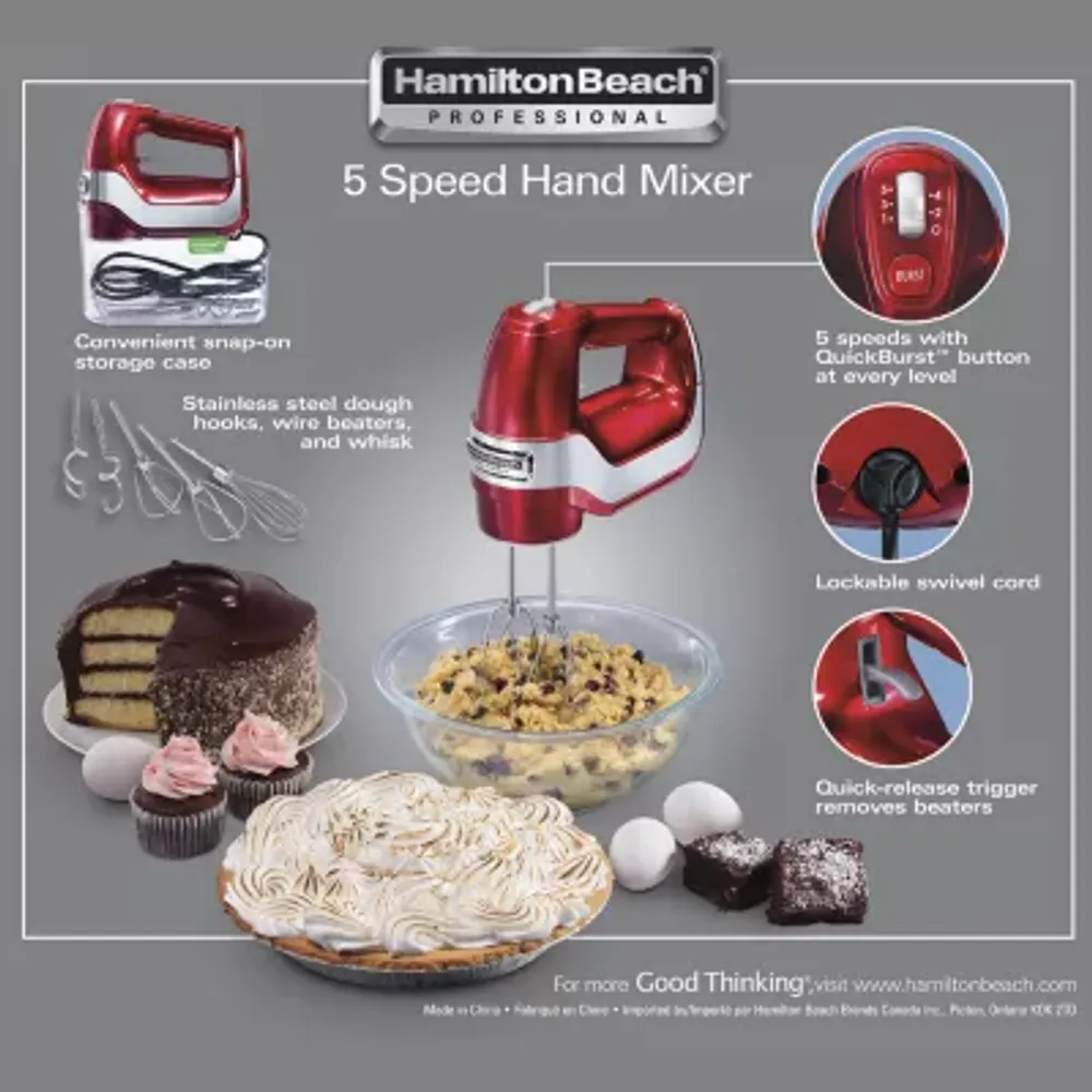 Hamilton Beach Professional 5 Speed Hand Mixer with Snap-on Case