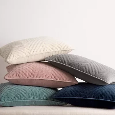 Fieldcrest Luxury Cotton Chevron Velvet Oblong Throw Pillow