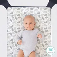 The Peanutshell Grey Elephant/Stripe 2-pc. Playard Sheet