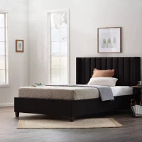 The Dream Collection by Lucid® Vertical Channel Tufted Wing-Back Platform Bed