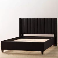 The Dream Collection by Lucid® Vertical Channel Tufted Wing-Back Platform Bed