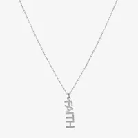 Silver Treasures Faith Sterling Silver 16 Inch Cable Pendant Necklace