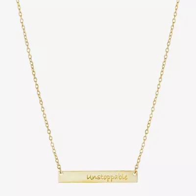 Silver Treasures Unstoppable 14K Gold Over Silver 16 Inch Cable Bar Pendant Necklace