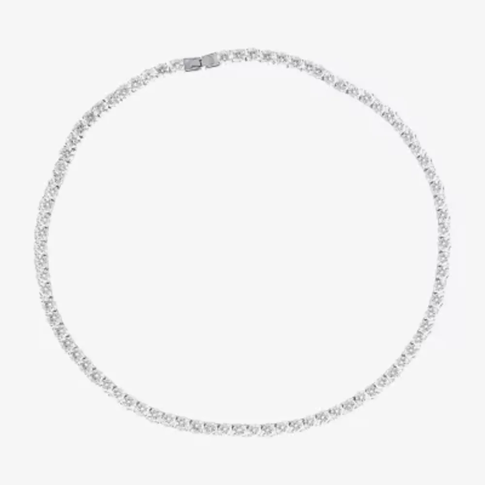 Shaquille O'Neal XLG Mens White Cubic Zirconia Stainless Steel Tennis Necklaces