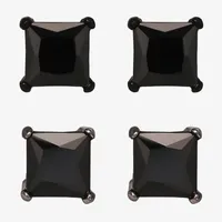 Shaquille O'Neal XLG Mens Black Cubic Zirconia Stainless Steel 2 Pair Earring Set