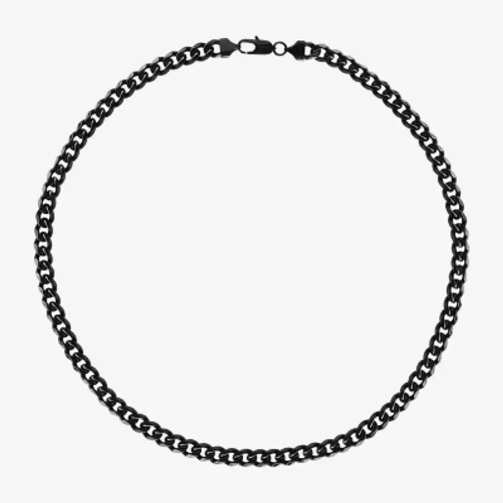 Shaquille O'Neal Xlg Black Stainless Steel Solid Curb Chain Necklace