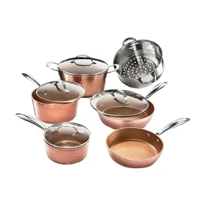 Gotham Steel Copper Cast Textured 5.5 qt Nonstick Jumbo Cooker with Glass Lid