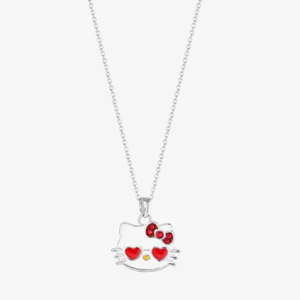 Womens Red Crystal Pure Silver Over Brass Heart Pendant Necklaces
