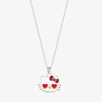 Womens Red Crystal Pure Silver Over Brass Heart Pendant Necklaces