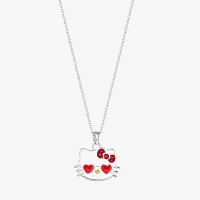Womens Red Crystal Pure Silver Over Brass Heart Pendant Necklaces