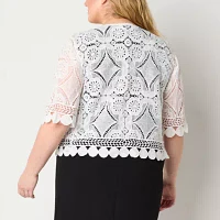 Rabbit Design Womens Crew Neck 3/4 Sleeve Shrug Plus