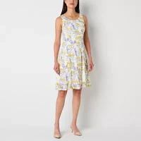 Perceptions Womens Floral Jacket Dress Petite