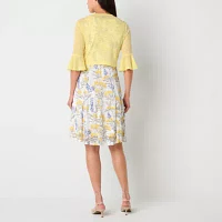 Perceptions Womens Floral Jacket Dress Petite