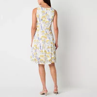 Perceptions Womens Floral Jacket Dress Petite