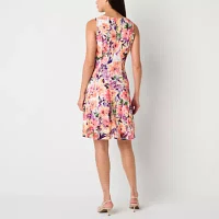 Perceptions Womens Floral Jacket Dress Petite