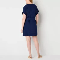 St. John's Bay Womens Short Sleeve Shift Dress Tall